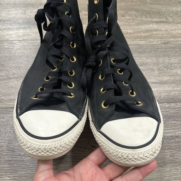 Converse Men Shoes 12 Black Leather Chuck Taylor All Star High Top 153808C main image 8